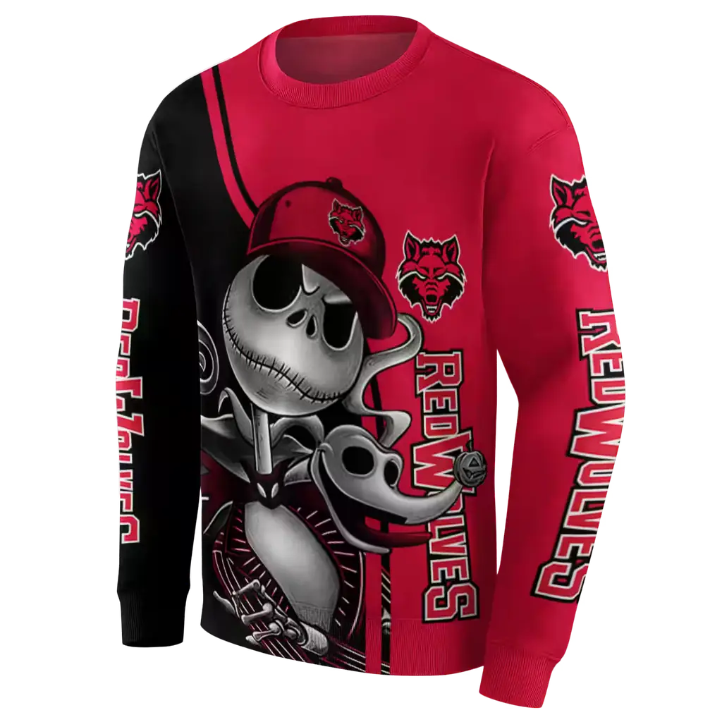 arkansas state red wolves jack skellington scarlet hoodie new arrival arkansas state red wolves jack skellington scarlet hoodie new arrival