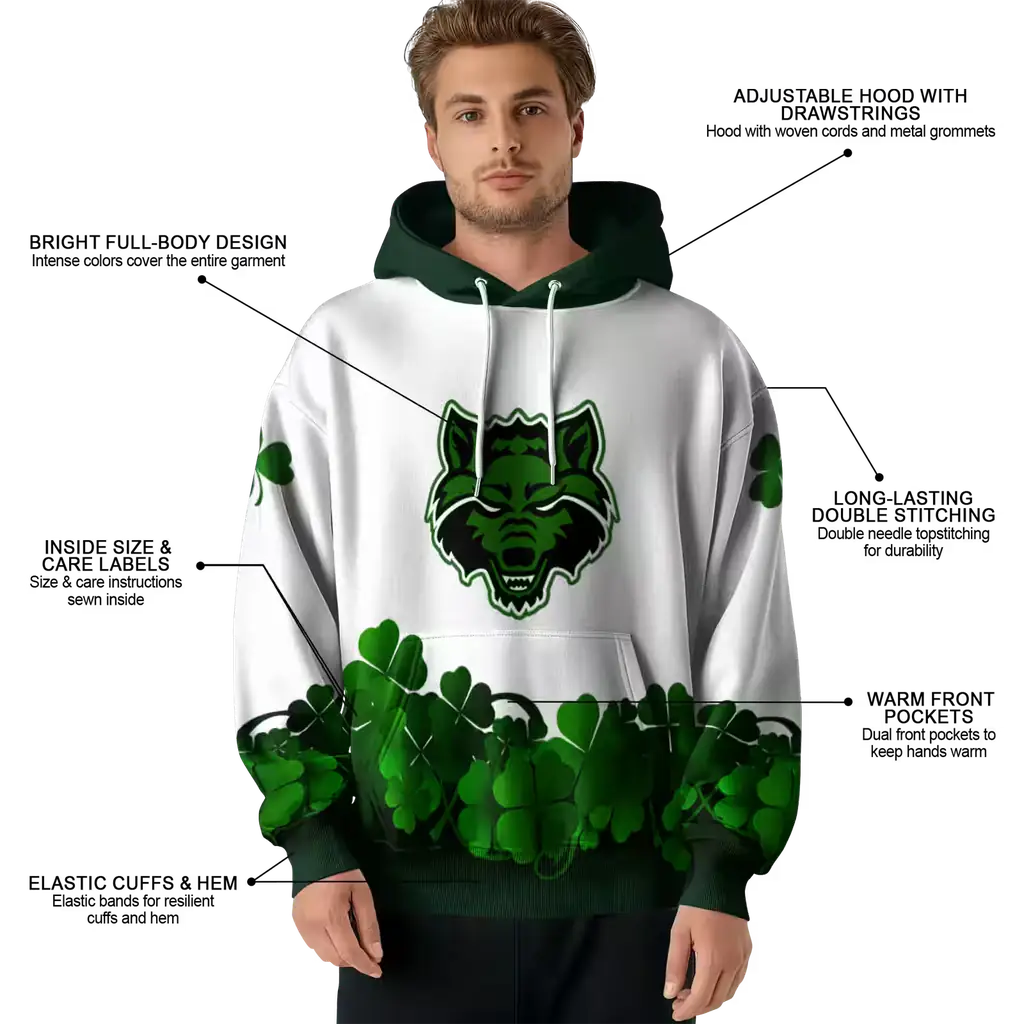 arkansas state red wolves lucky motif white green hoodie latest model arkansas state red wolves lucky motif white green hoodie latest model