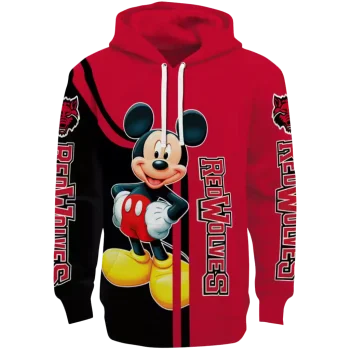 arkansas state red wolves mickey mouse scarlet black hoodie best selling