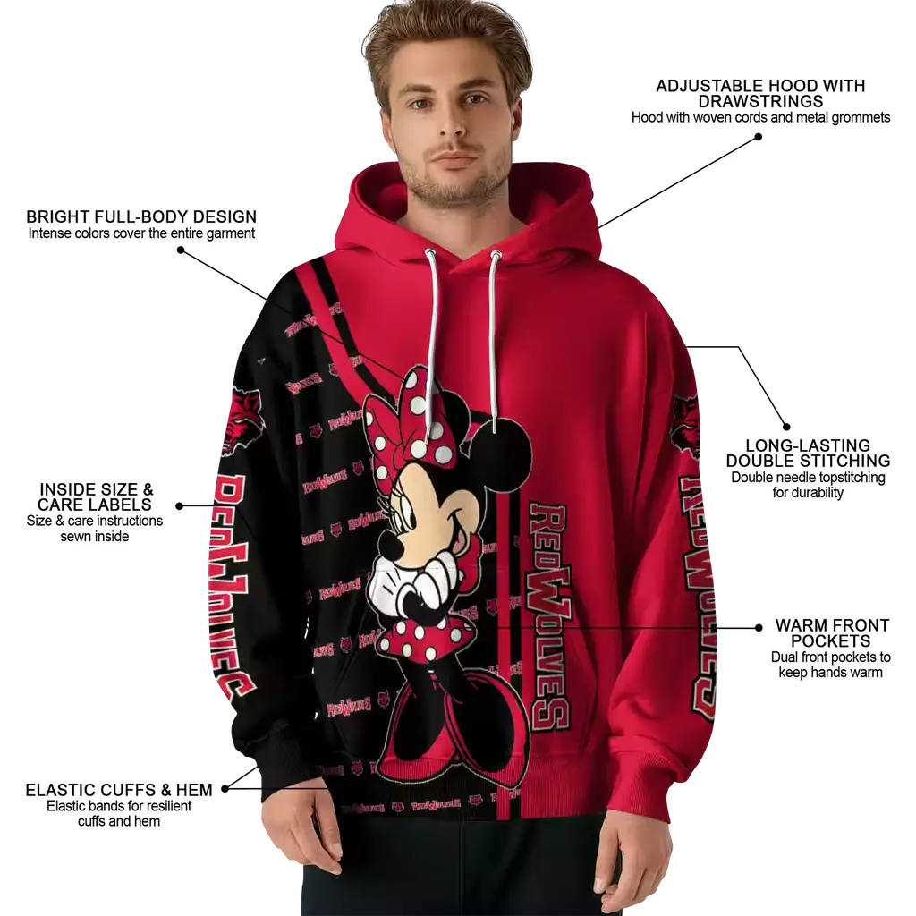 arkansas state red wolves minnie mouse scarlet hoodie latest model arkansas state red wolves minnie mouse scarlet hoodie latest model