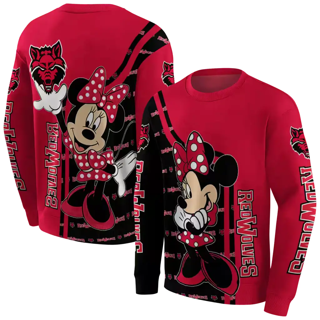 arkansas state red wolves minnie mouse scarlet hoodie premium grade arkansas state red wolves minnie mouse scarlet hoodie premium grade