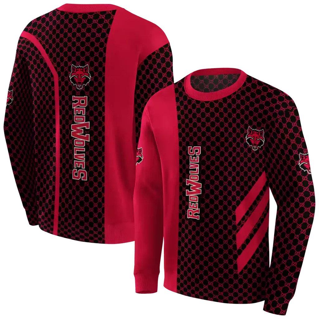arkansas state red wolves monogram pattern scarlet hoodie premium grade arkansas state red wolves monogram pattern scarlet hoodie premium grade