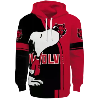 arkansas state red wolves playful snoopy scarlet hoodie best selling