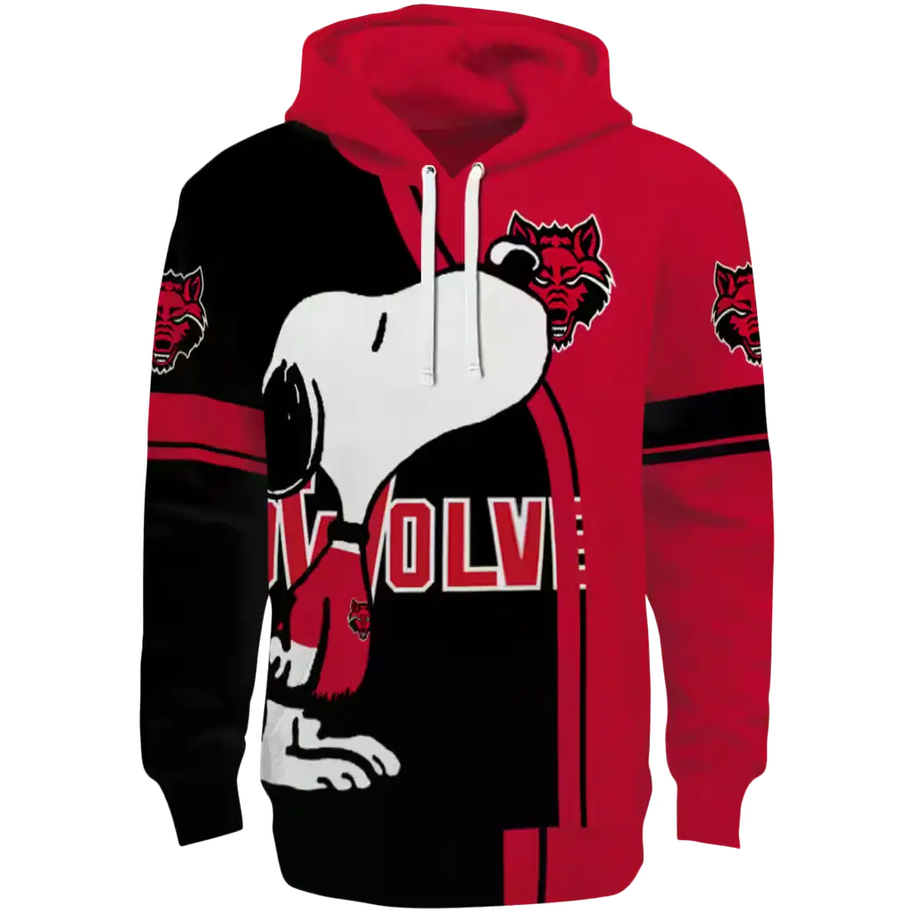 arkansas state red wolves playful snoopy scarlet hoodie best selling arkansas state red wolves playful snoopy scarlet hoodie best selling