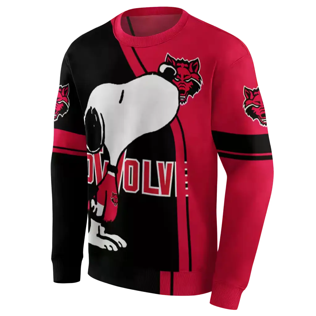 arkansas state red wolves playful snoopy scarlet hoodie new arrival arkansas state red wolves playful snoopy scarlet hoodie new arrival