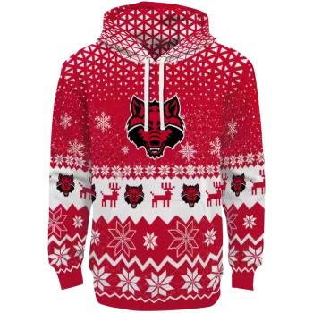 arkansas state red wolves reindeer motif scarlet hoodie best selling