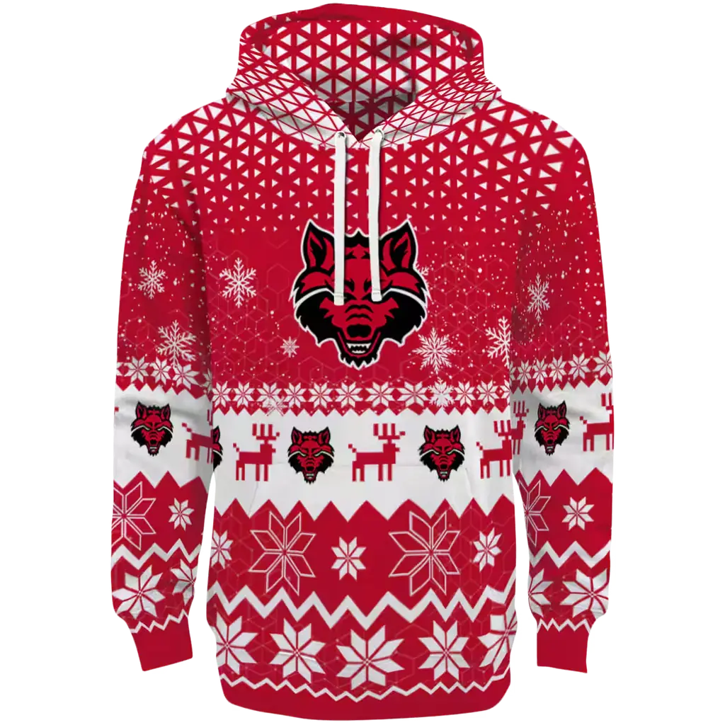 arkansas state red wolves reindeer motif scarlet hoodie best selling arkansas state red wolves reindeer motif scarlet hoodie best selling