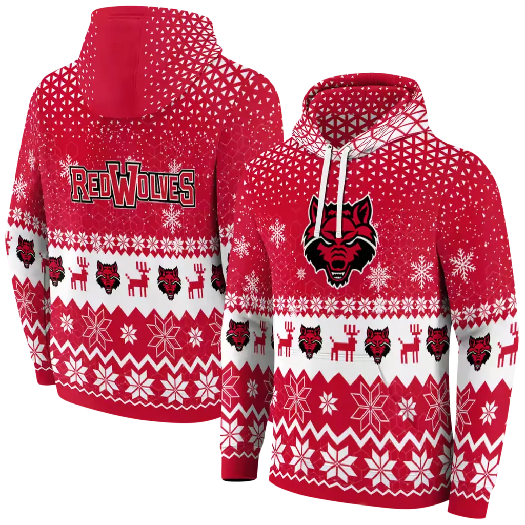 arkansas state red wolves reindeer motif scarlet hoodie fashion forward arkansas state red wolves reindeer motif scarlet hoodie fashion forward