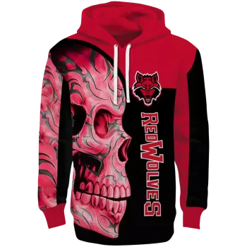 arkansas state red wolves skull motif scarlet black hoodie best selling