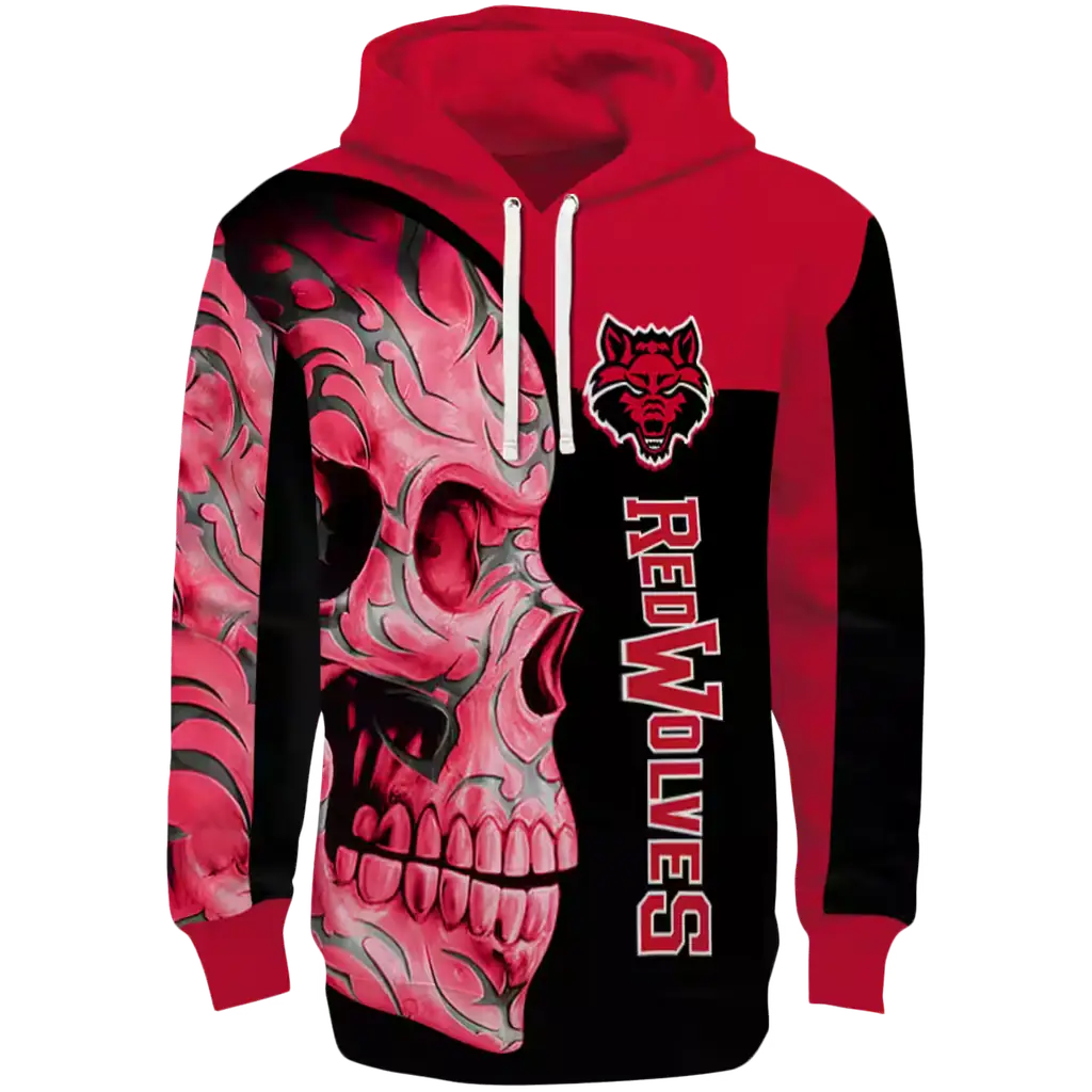arkansas state red wolves skull motif scarlet black hoodie best selling arkansas state red wolves skull motif scarlet black hoodie best selling