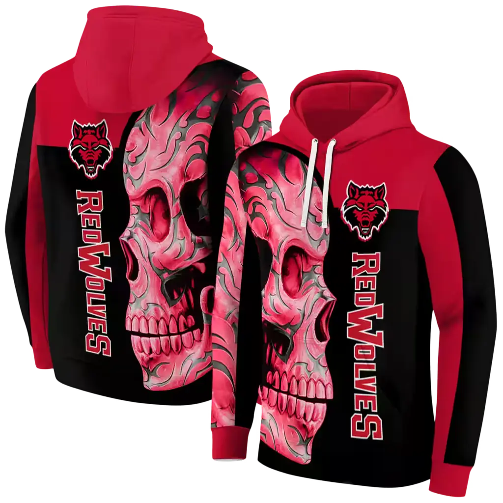 arkansas state red wolves skull motif scarlet black hoodie fashion forward arkansas state red wolves skull motif scarlet black hoodie fashion forward