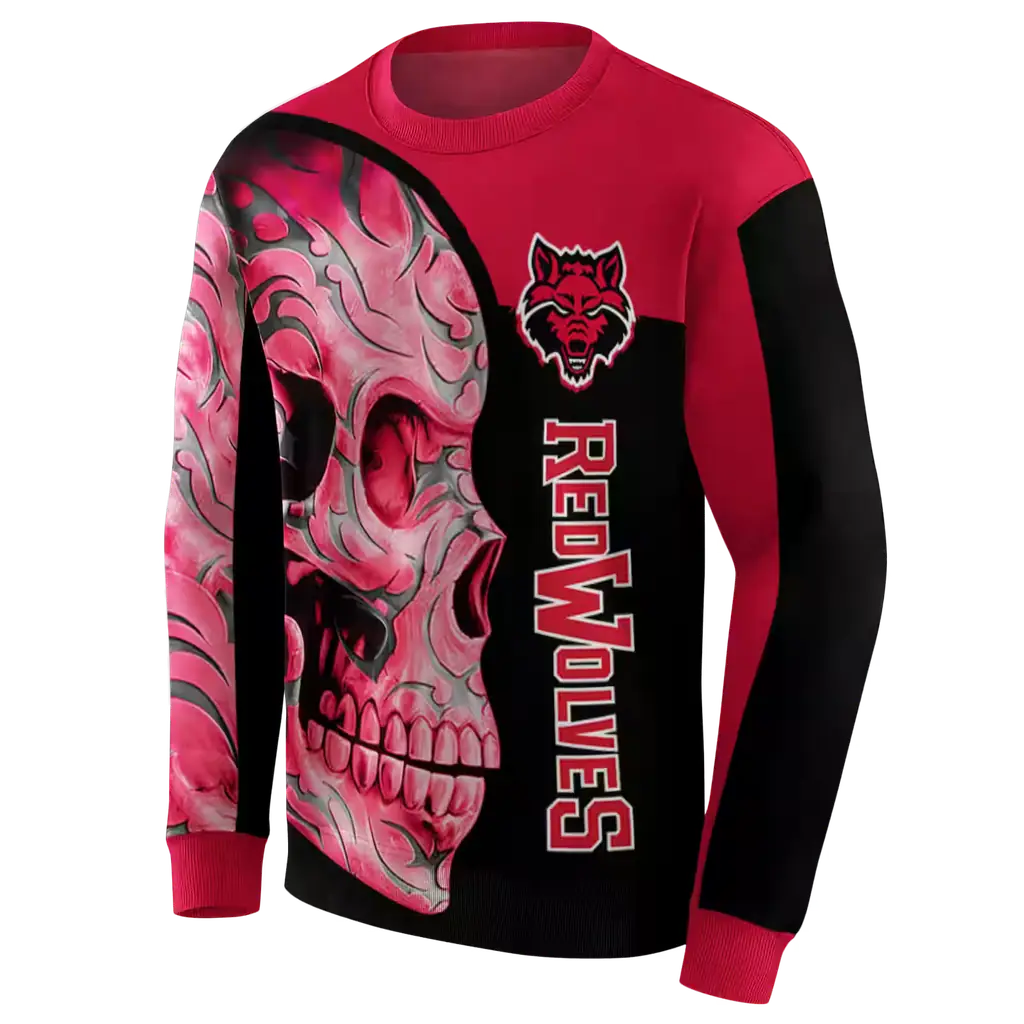 arkansas state red wolves skull motif scarlet black hoodie new arrival arkansas state red wolves skull motif scarlet black hoodie new arrival