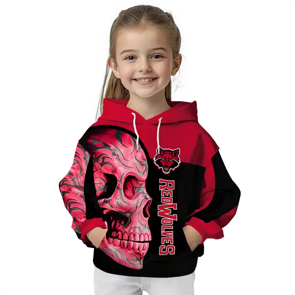 arkansas state red wolves skull motif scarlet black hoodie top rated arkansas state red wolves skull motif scarlet black hoodie top rated