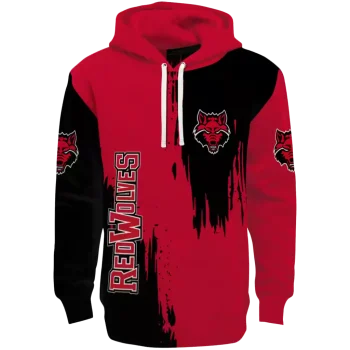 arkansas state red wolves splatter effect scarlet hoodie best selling