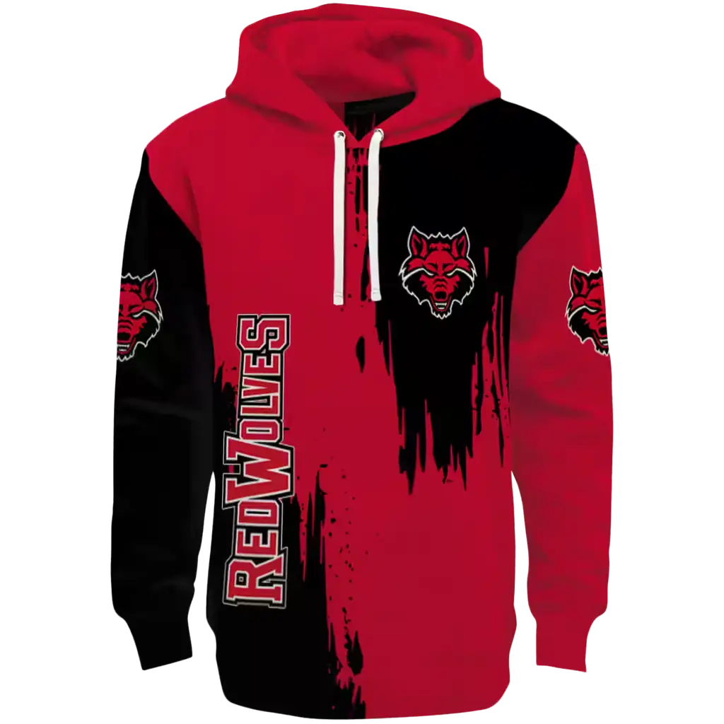arkansas state red wolves splatter effect scarlet hoodie best selling arkansas state red wolves splatter effect scarlet hoodie best selling