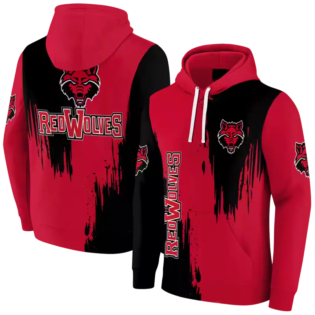 arkansas state red wolves splatter effect scarlet hoodie fashion forward arkansas state red wolves splatter effect scarlet hoodie fashion forward