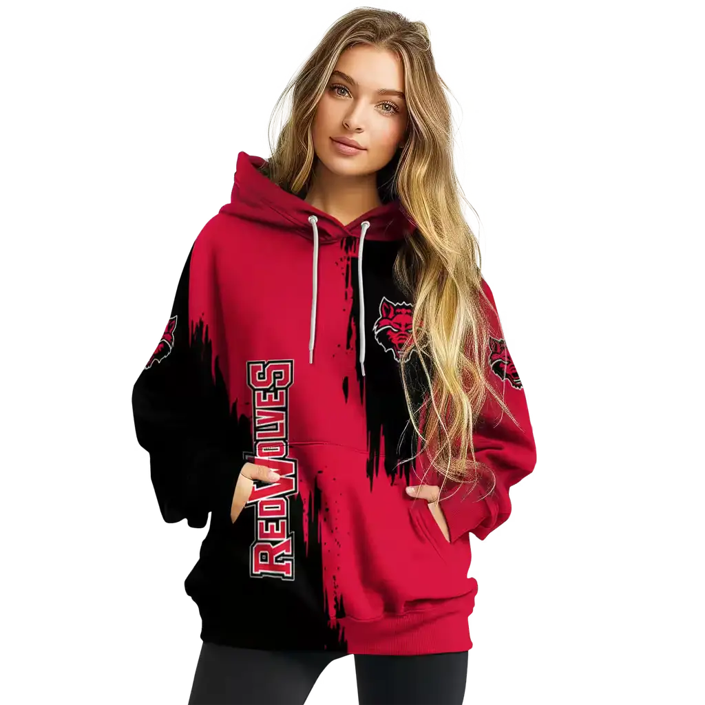 arkansas state red wolves splatter effect scarlet hoodie high quality arkansas state red wolves splatter effect scarlet hoodie high quality