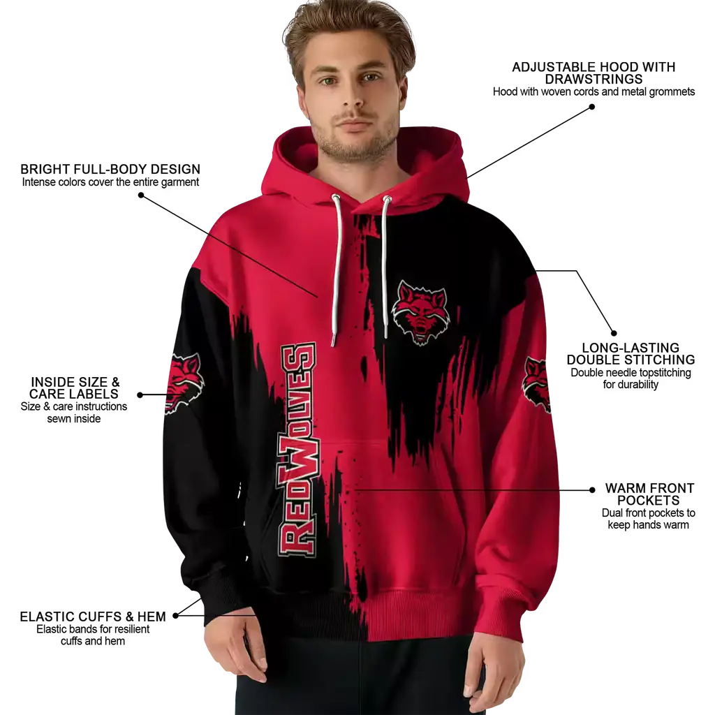 arkansas state red wolves splatter effect scarlet hoodie latest model arkansas state red wolves splatter effect scarlet hoodie latest model