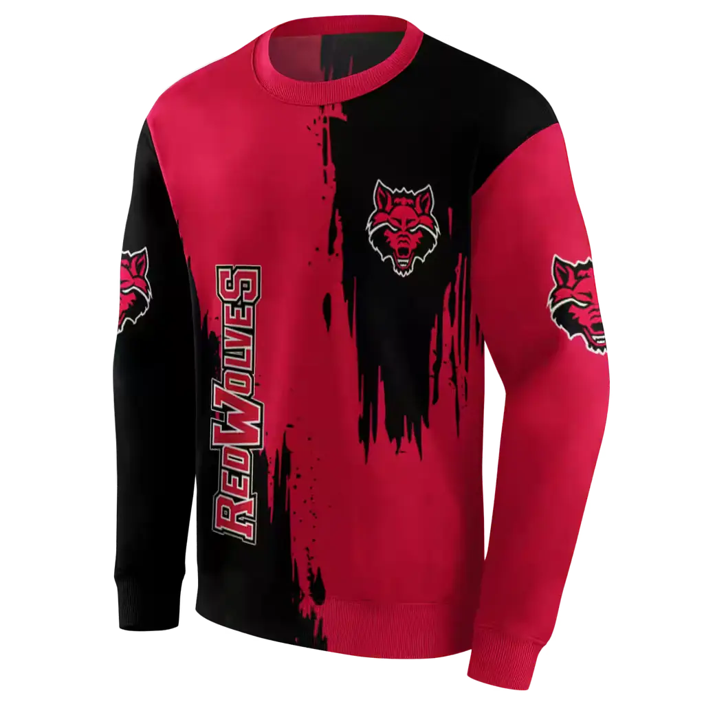 arkansas state red wolves splatter effect scarlet hoodie new arrival arkansas state red wolves splatter effect scarlet hoodie new arrival