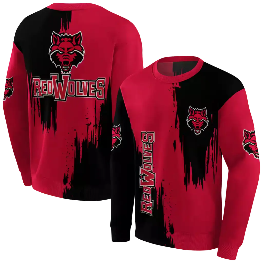 arkansas state red wolves splatter effect scarlet hoodie premium grade arkansas state red wolves splatter effect scarlet hoodie premium grade
