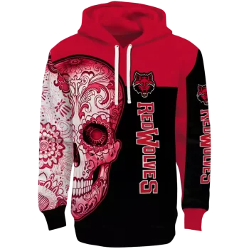 arkansas state red wolves sugar skull scarlet black hoodie best selling