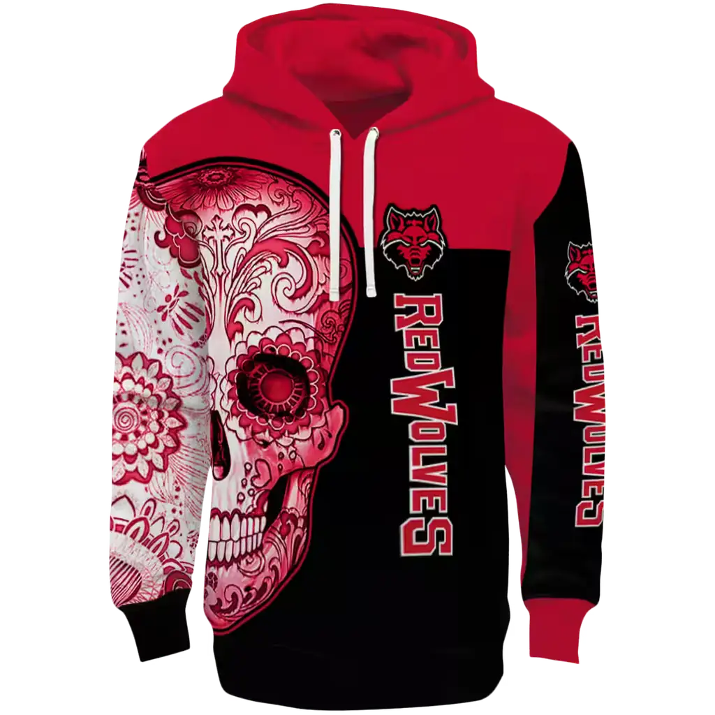 arkansas state red wolves sugar skull scarlet black hoodie best selling arkansas state red wolves sugar skull scarlet black hoodie best selling