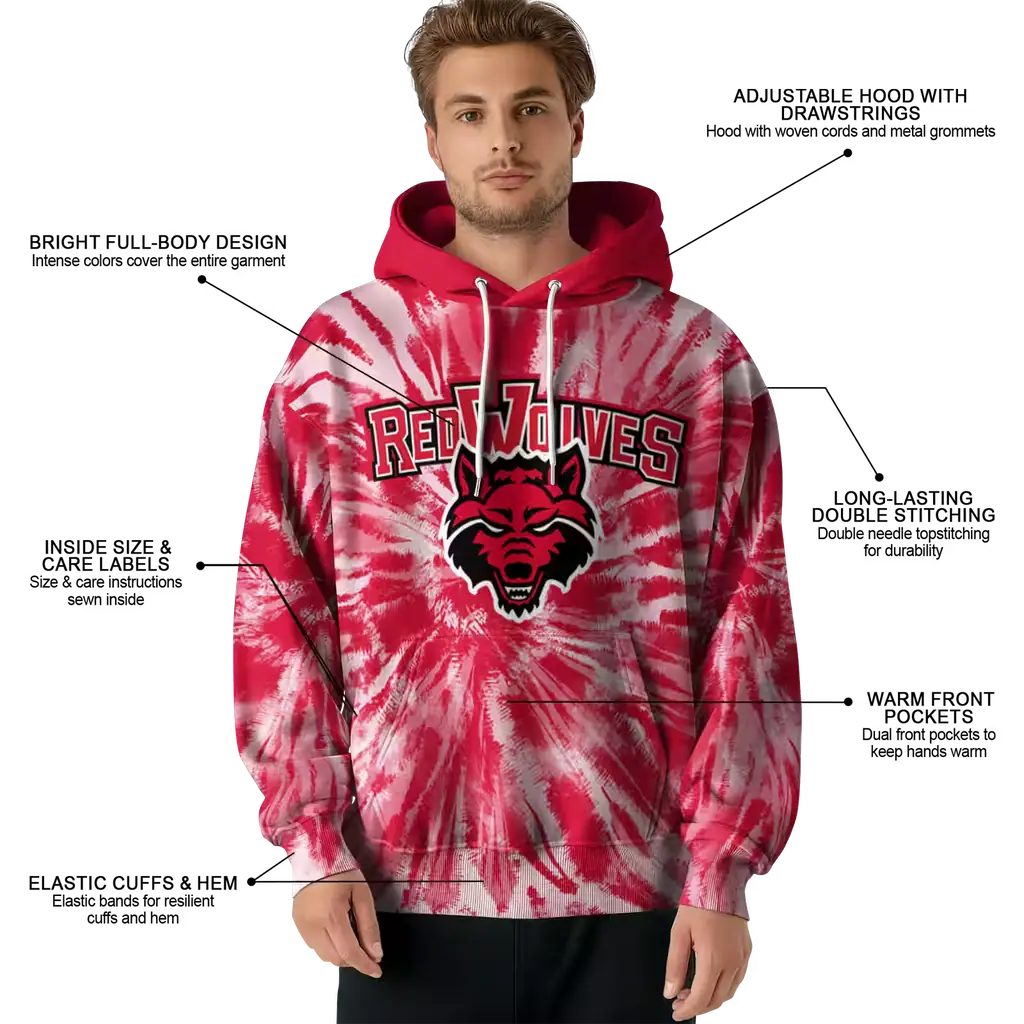 arkansas state red wolves tie dye pattern scarlet hoodie latest model arkansas state red wolves tie dye pattern scarlet hoodie latest model