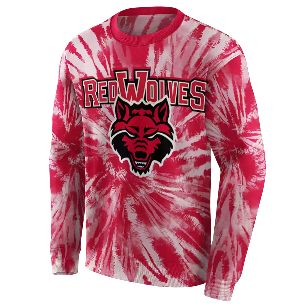 arkansas state red wolves tie dye pattern scarlet hoodie new arrival arkansas state red wolves tie dye pattern scarlet hoodie new arrival