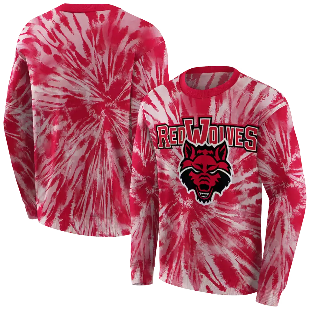 arkansas state red wolves tie dye pattern scarlet hoodie premium grade arkansas state red wolves tie dye pattern scarlet hoodie premium grade