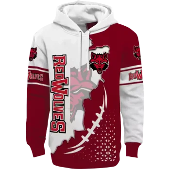 arkansas state red wolves triangular pattern scarlet white hoodie best selling