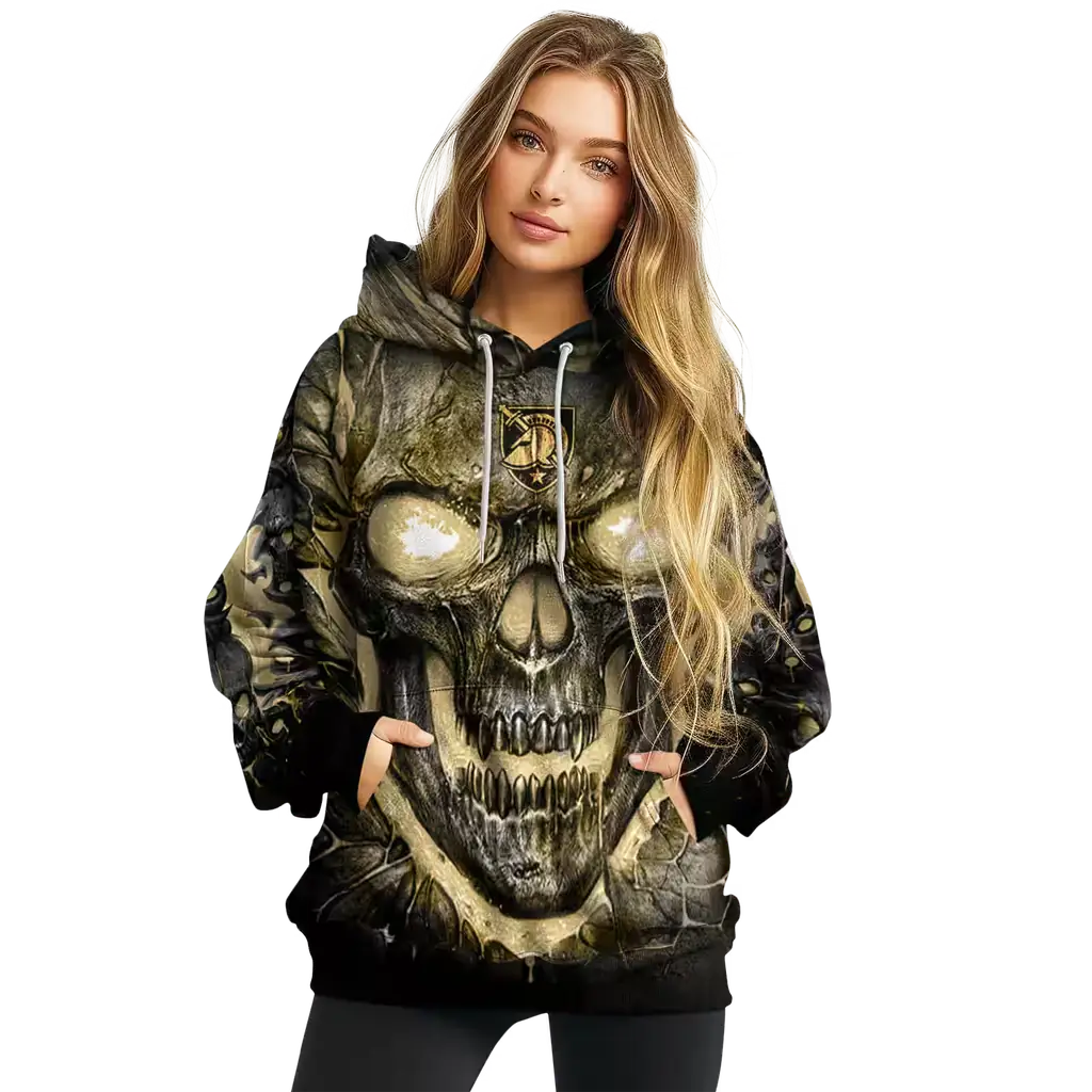 army black knights demonic skull gold black hoodie high quality army black knights demonic skull gold black hoodie high quality