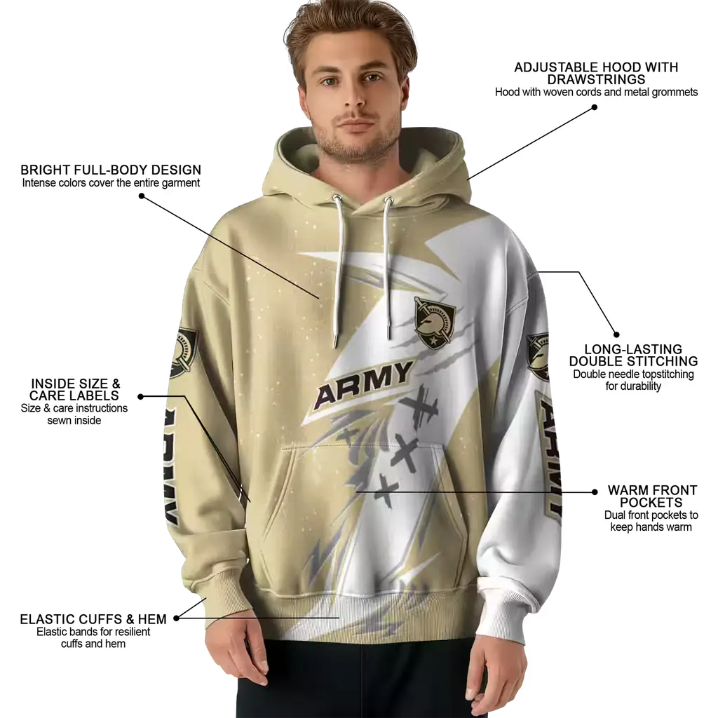 army black knights dynamic slash gold white hoodie latest model army black knights dynamic slash gold white hoodie latest model