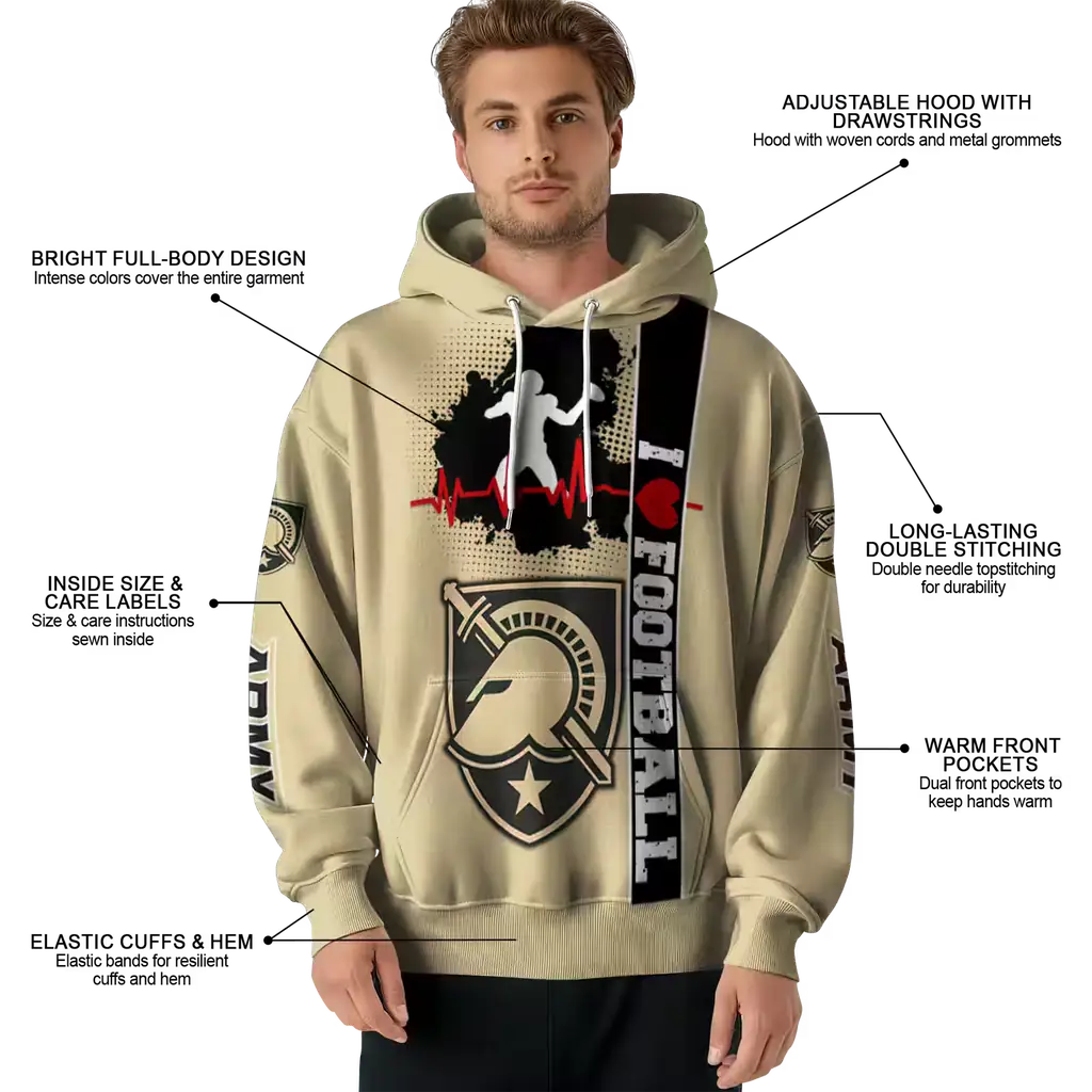 army black knights football heartbeat gold hoodie latest model army black knights football heartbeat gold hoodie latest model