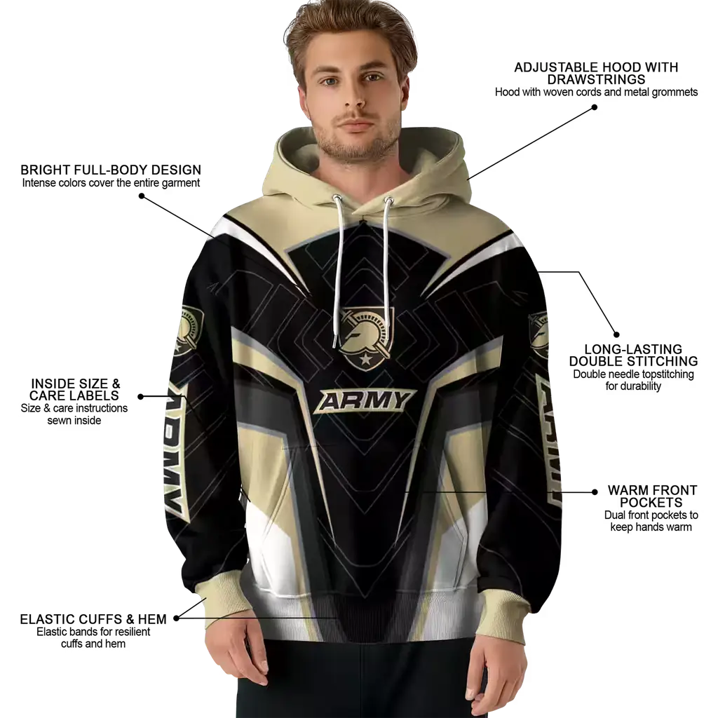 army black knights futuristic pattern gold black hoodie latest model army black knights futuristic pattern gold black hoodie latest model