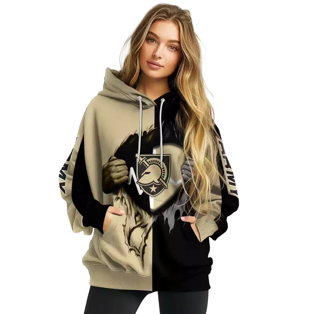 army black knights heartbeat graphic gold hoodie high quality army black knights heartbeat graphic gold hoodie high quality