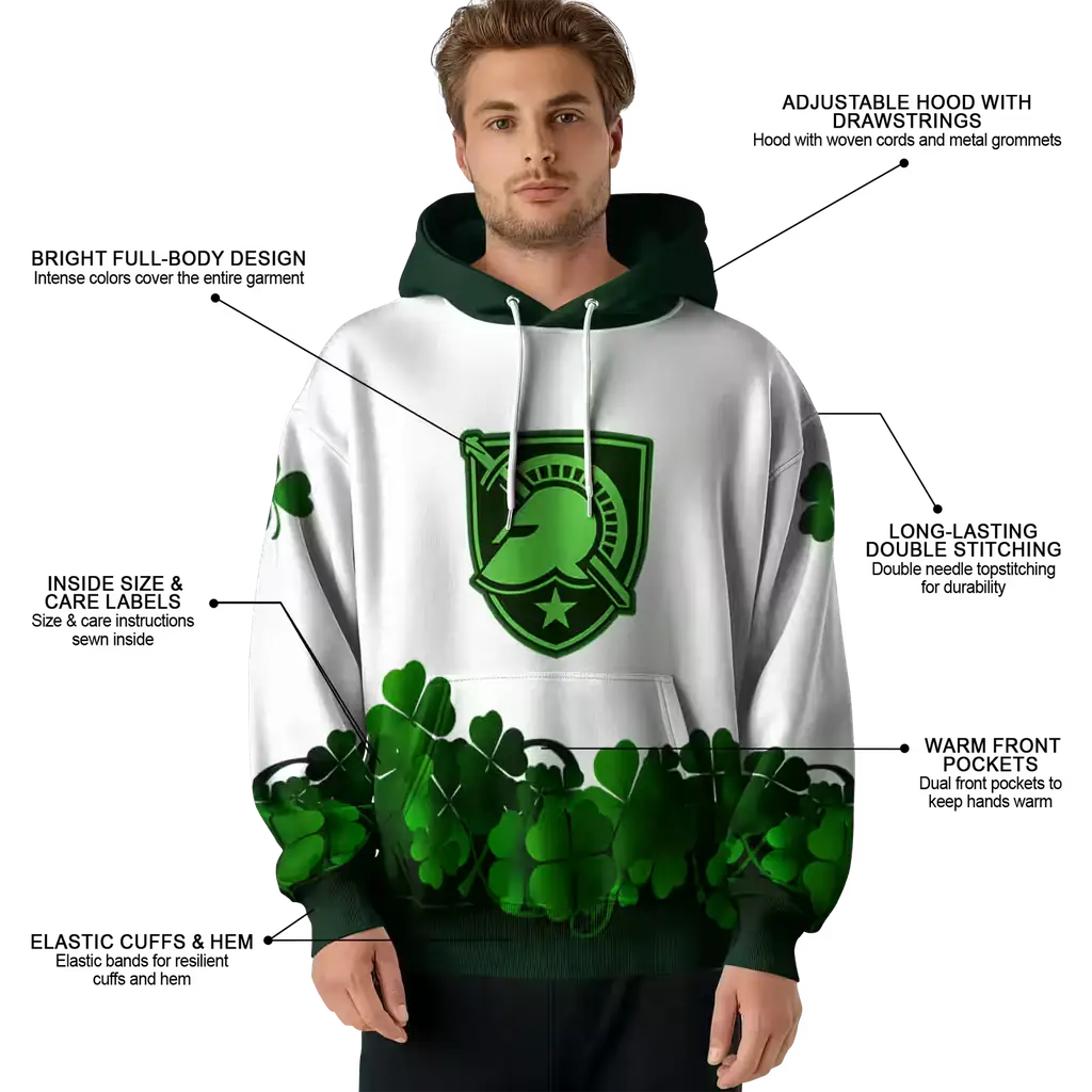 army black knights lucky motif white green hoodie latest model army black knights lucky motif white green hoodie latest model