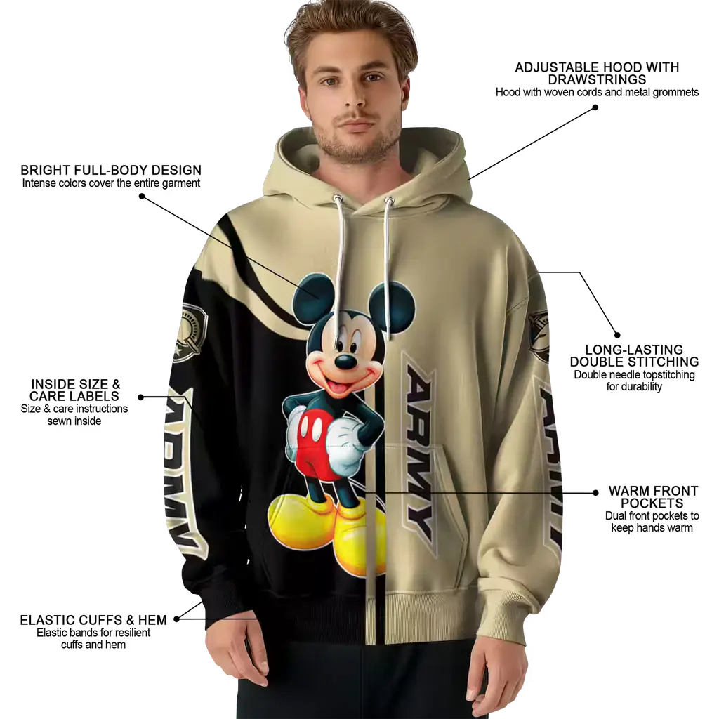 army black knights mickey mouse gold black hoodie latest model army black knights mickey mouse gold black hoodie latest model