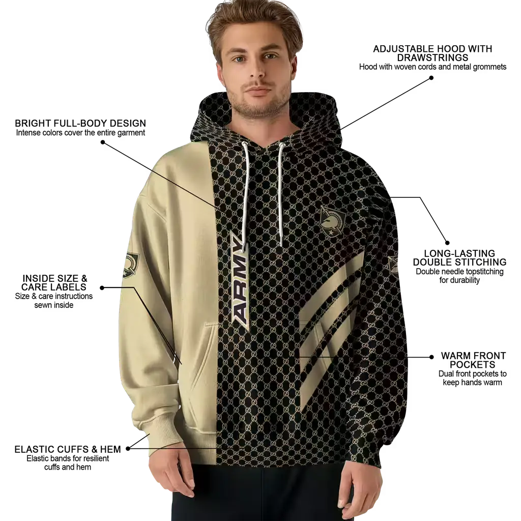 army black knights monogram pattern gold hoodie latest model army black knights monogram pattern gold hoodie latest model