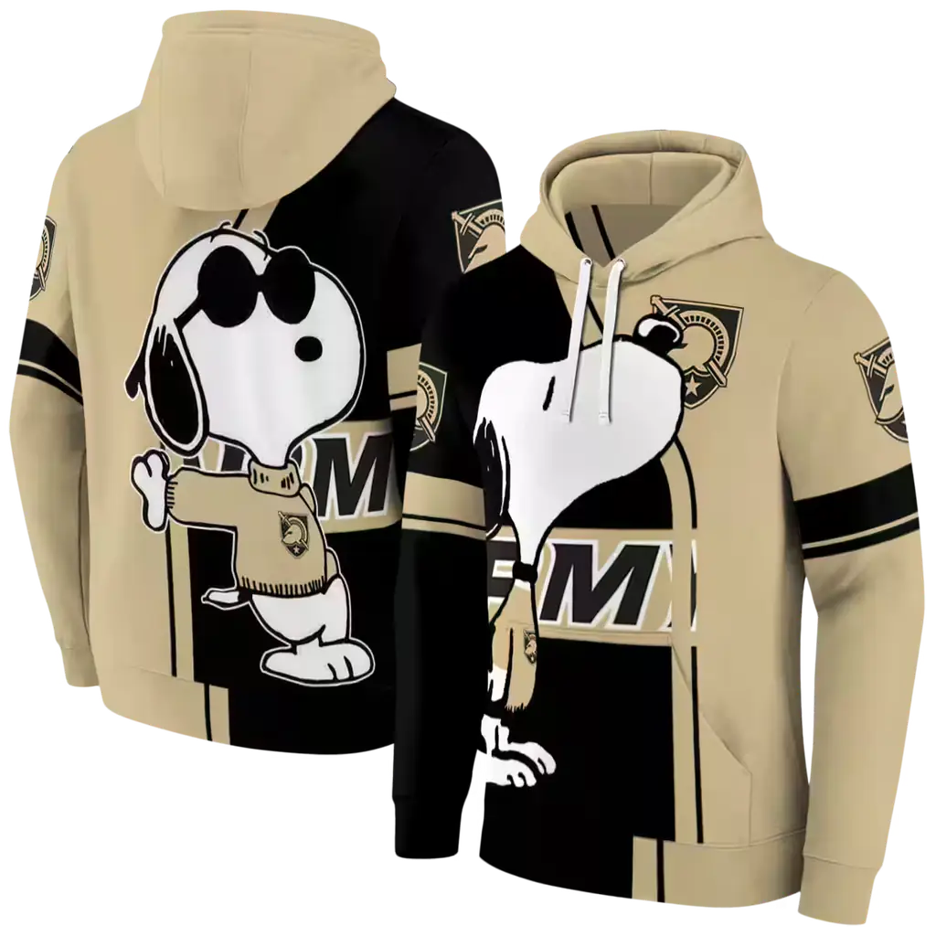 army black knights playful snoopy gold hoodie fashion forward army black knights playful snoopy gold hoodie fashion forward