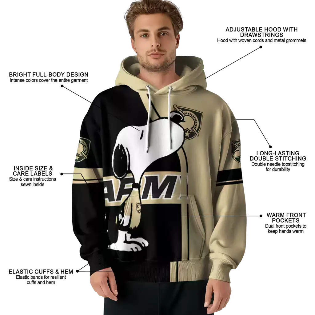army black knights playful snoopy gold hoodie latest model army black knights playful snoopy gold hoodie latest model