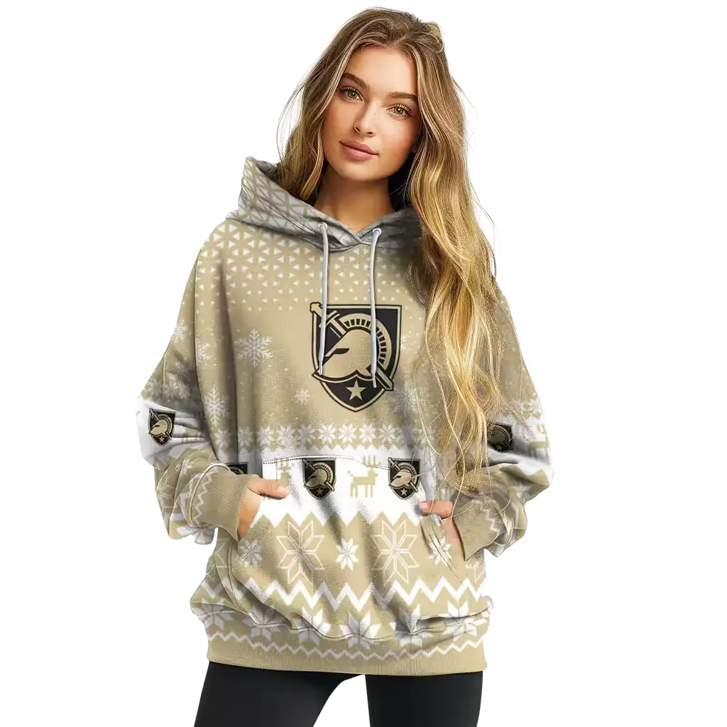 army black knights reindeer motif gold hoodie high quality army black knights reindeer motif gold hoodie high quality
