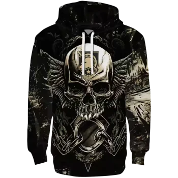 army black knights skull artwork gold black hoodie best selling