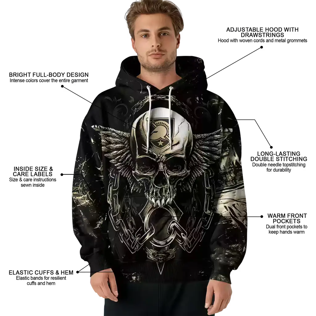 army black knights skull artwork gold black hoodie latest model army black knights skull artwork gold black hoodie latest model