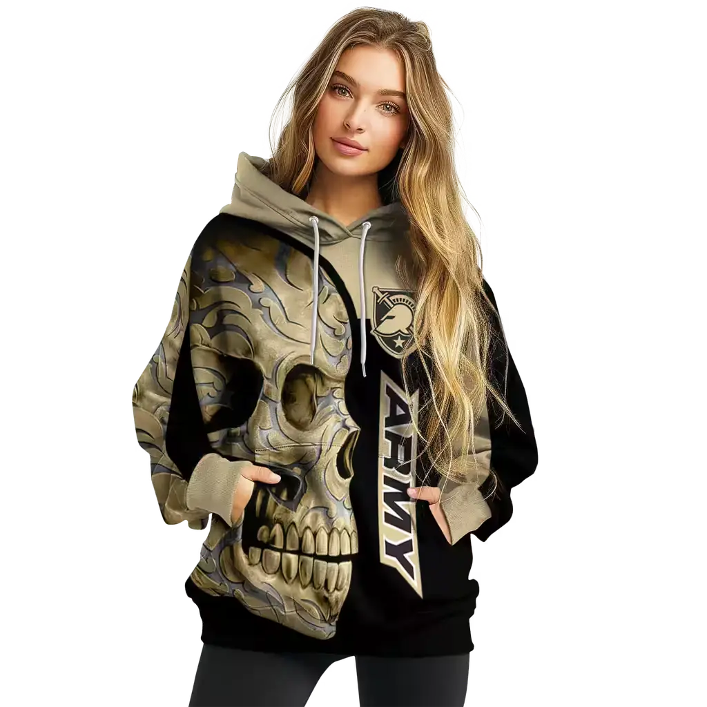 army black knights skull motif gold black hoodie high quality army black knights skull motif gold black hoodie high quality