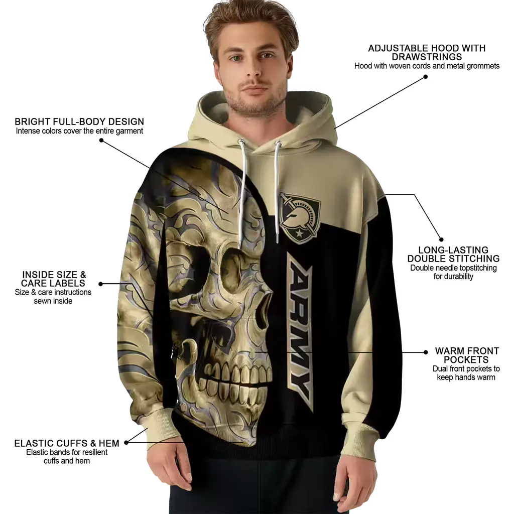 army black knights skull motif gold black hoodie latest model army black knights skull motif gold black hoodie latest model