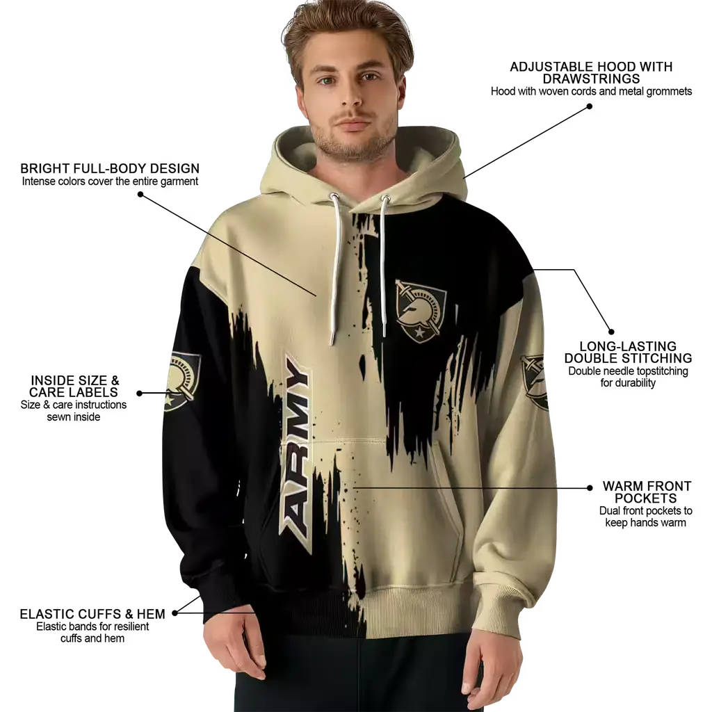 army black knights splatter effect gold hoodie latest model army black knights splatter effect gold hoodie latest model