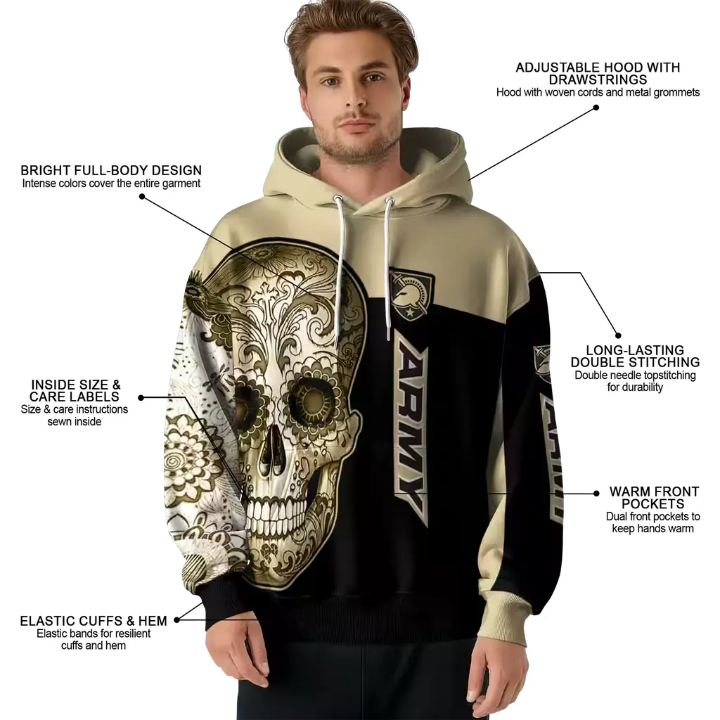 army black knights sugar skull gold black hoodie latest model army black knights sugar skull gold black hoodie latest model