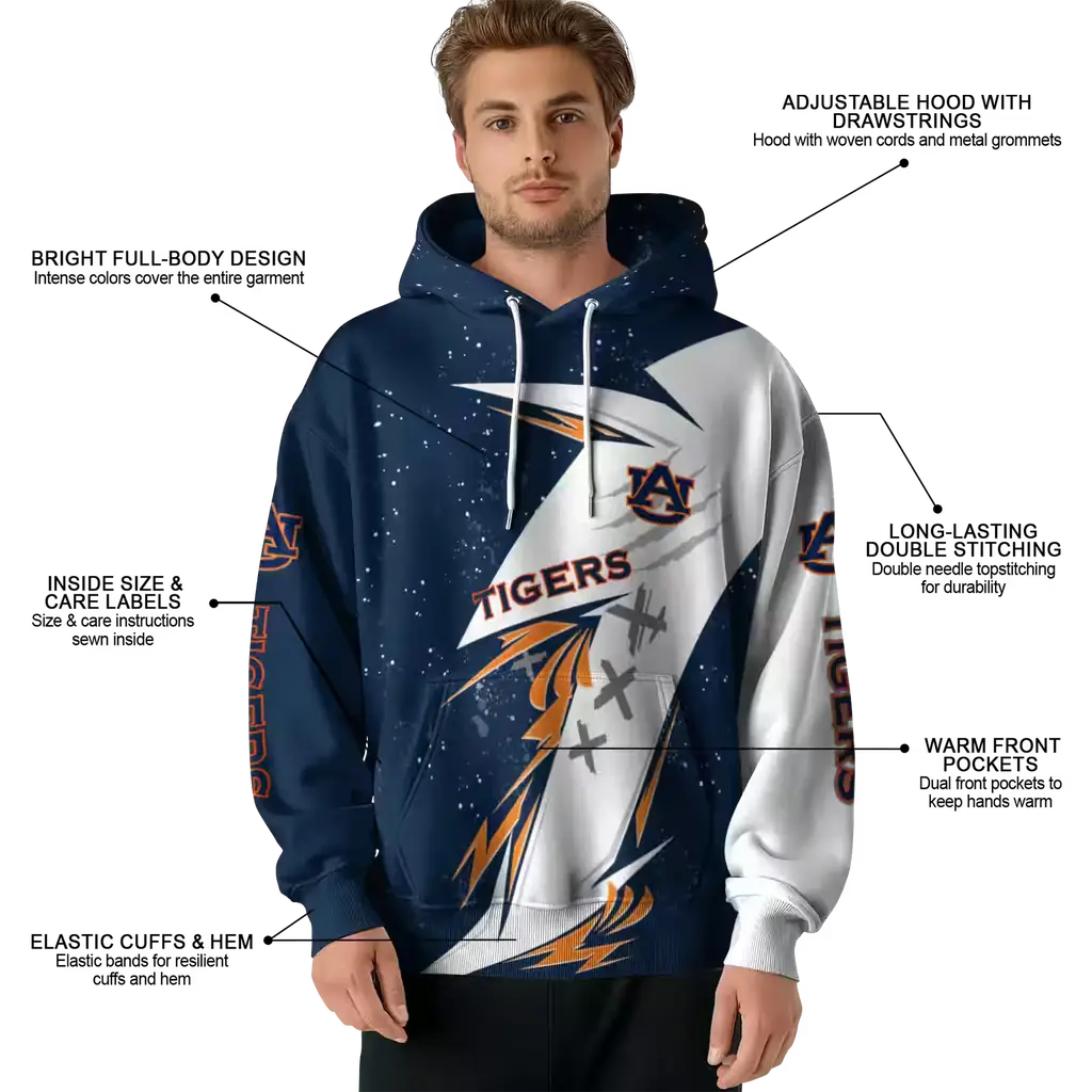 auburn tigers dynamic slash navy blue white hoodie latest model auburn tigers dynamic slash navy blue white hoodie latest model