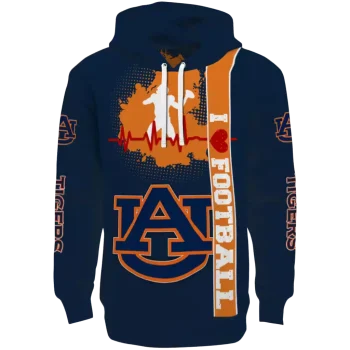 auburn tigers football heartbeat navy blue hoodie best selling