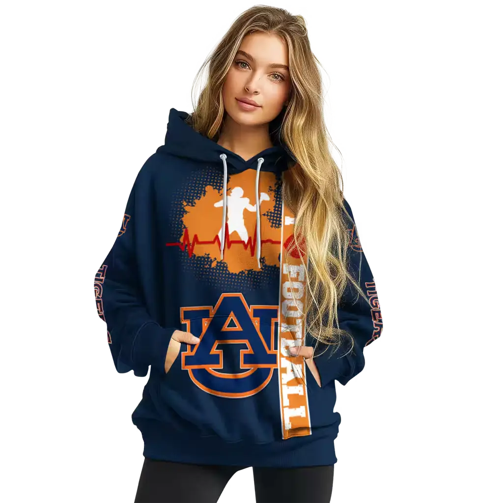 auburn tigers football heartbeat navy blue hoodie high quality auburn tigers football heartbeat navy blue hoodie high quality